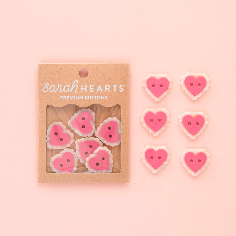 Pink Sweet Heart Large 1" Buttons by Sarah Hearts