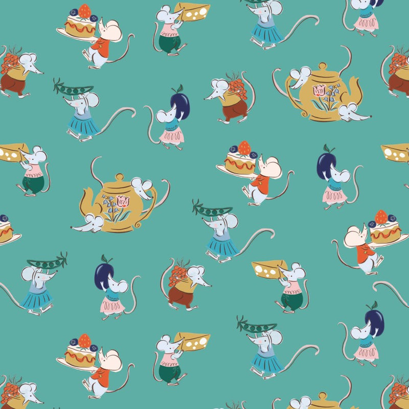 PRE-ORDER House Mouse // Afternoon Tea - Teal // Louise Cunningham
