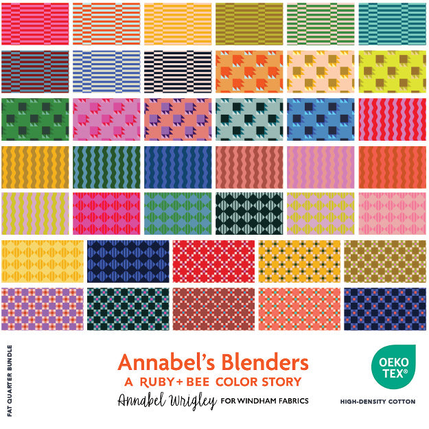 PRE-ORDER Annabel's Blenders: A Ruby+Bee Color Story Fat Quarter Bundle // Annabel Wrigley