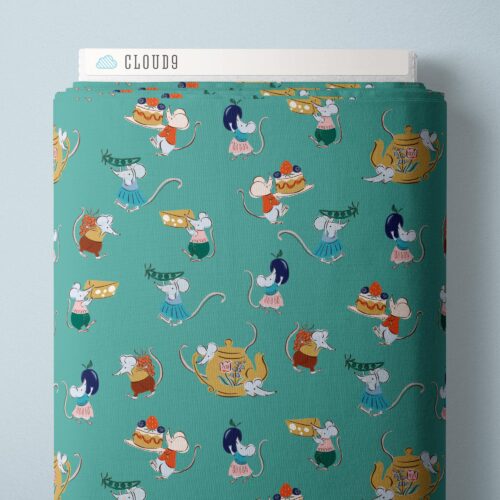 PRE-ORDER House Mouse // Afternoon Tea - Teal // Louise Cunningham
