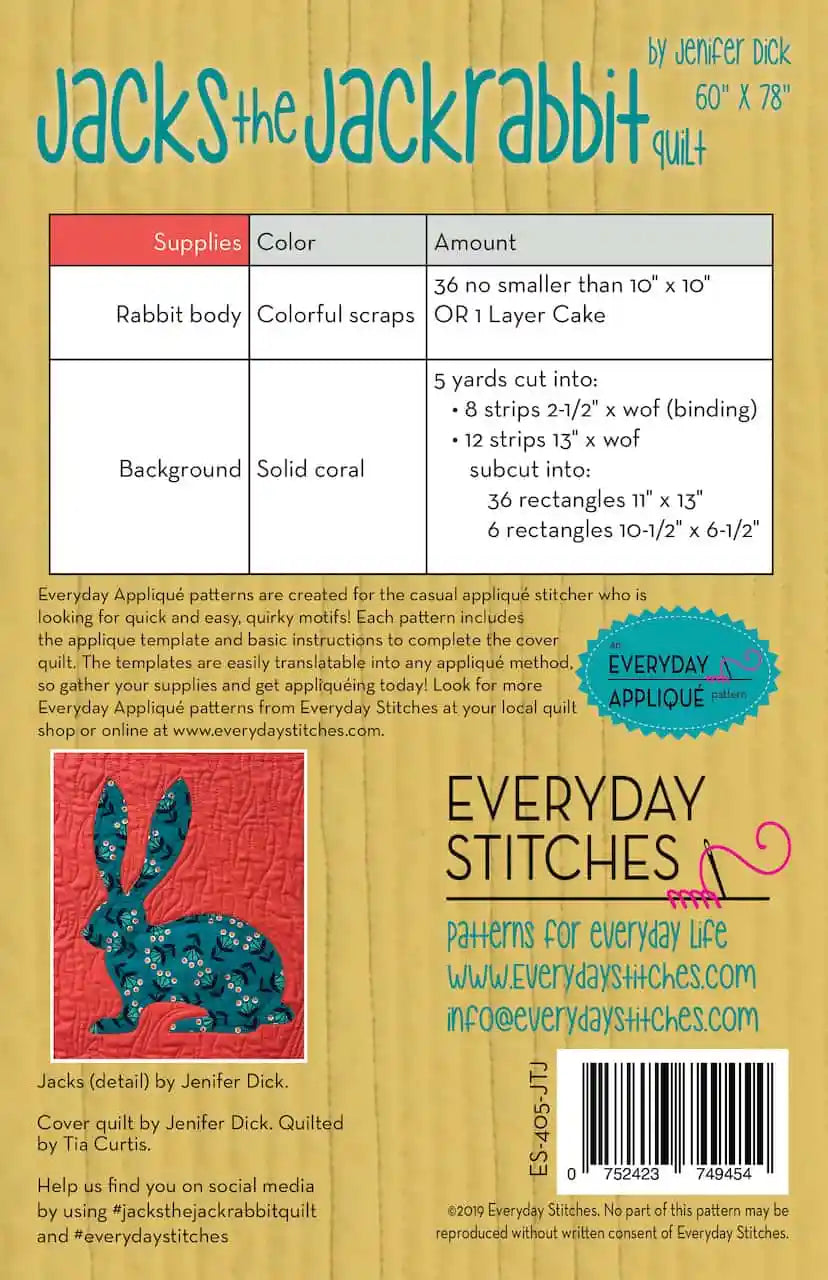 Jacks the Jackrabbit Quilt Pattern // Everyday Stitches