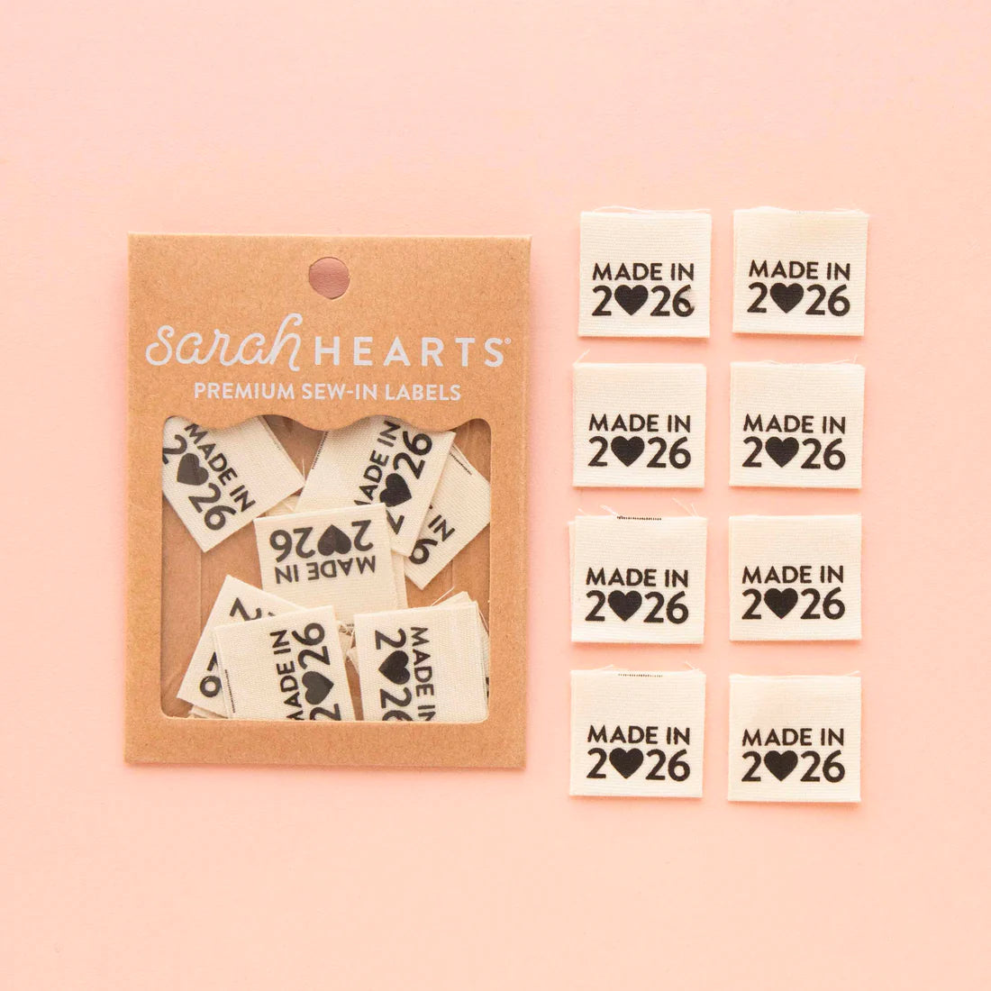 Made in 2026 Organic Cotton Centerfold Labels by Sarah Hearts