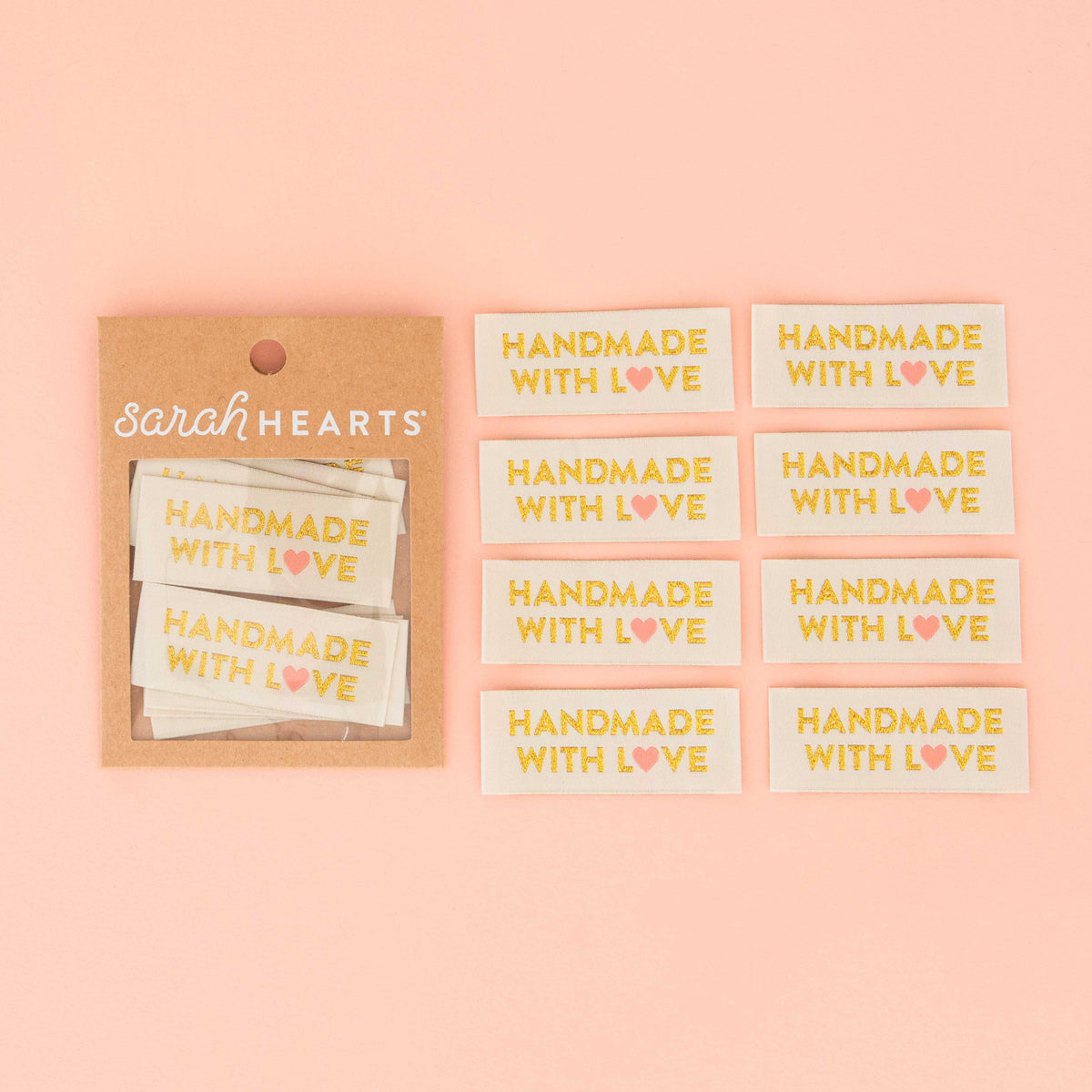 Handmade with Love - Gold Sewing Woven Labels by Sarah Hearts