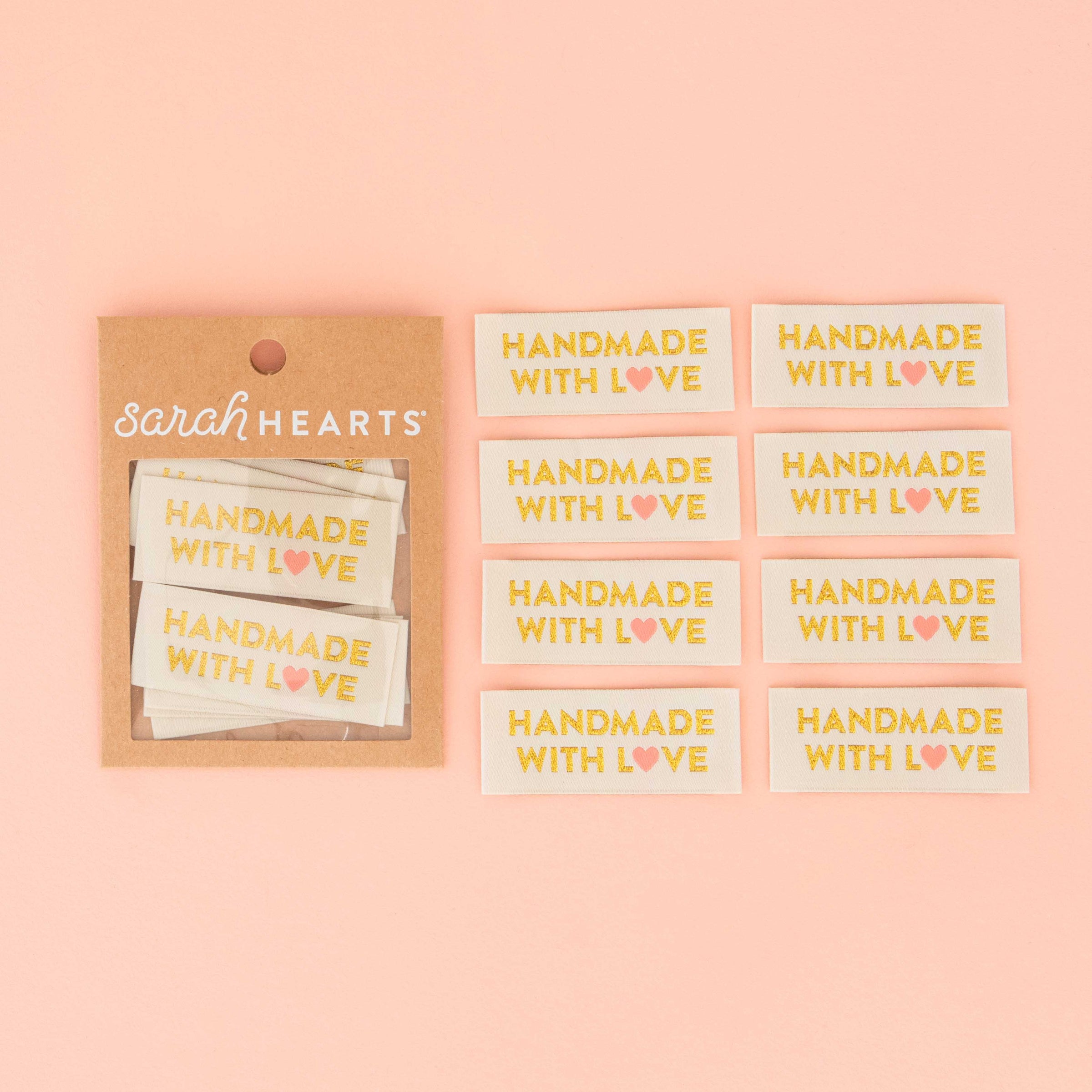 Handmade with Love - Gold Sewing Woven Labels by Sarah Hearts