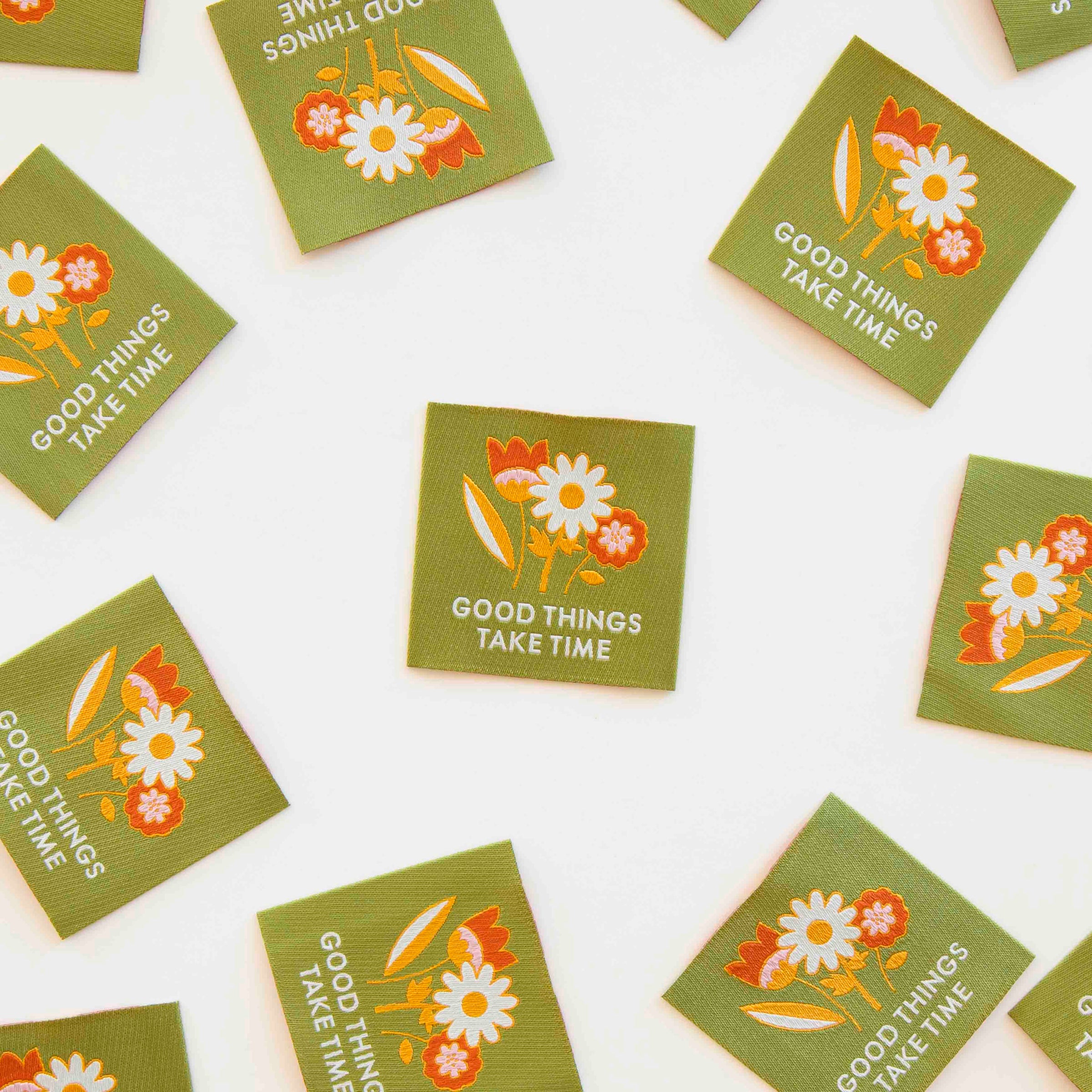 Good Things Take Time Woven Sewing and Quilting Labels by Sarah Hearts
