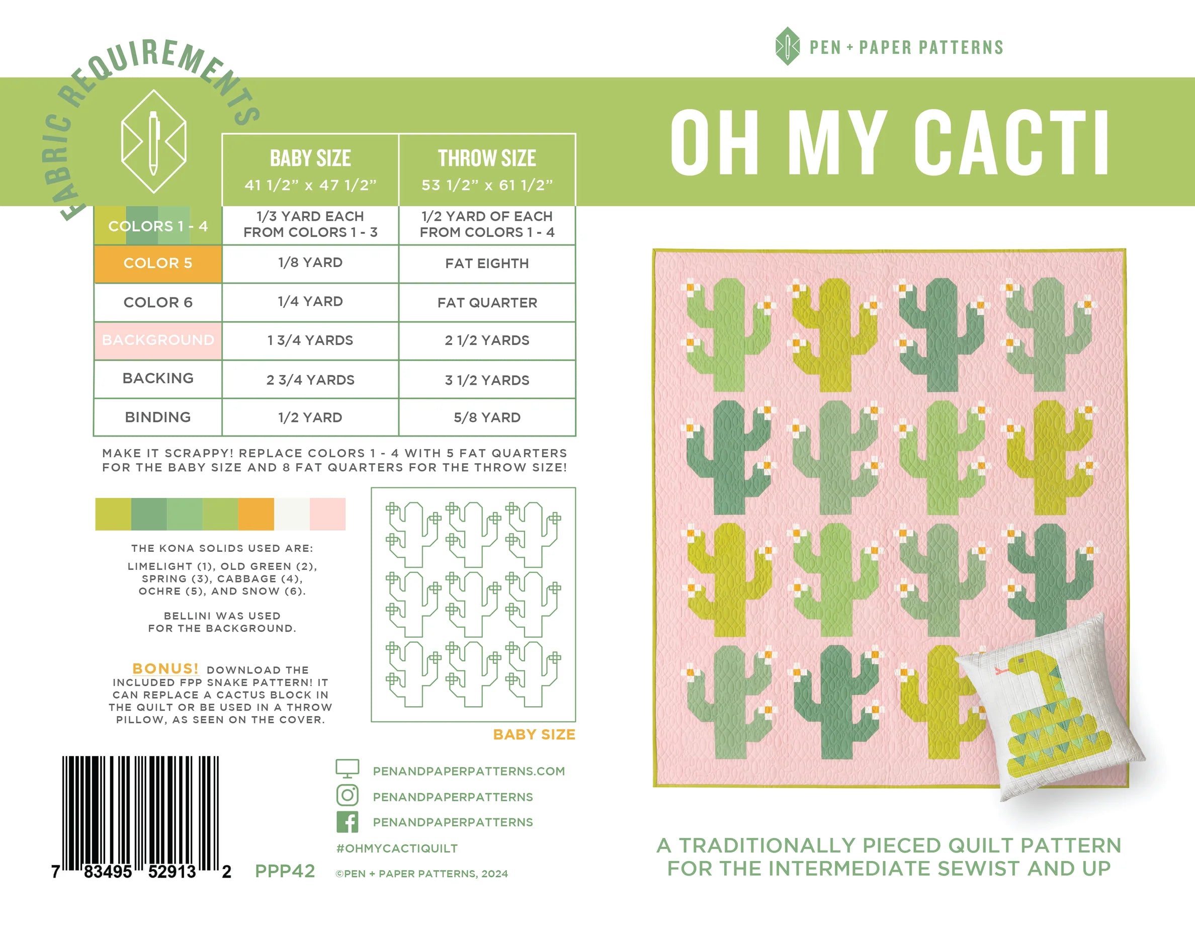 Oh My Cacti Quilt Pattern // Pen + Paper Patterns