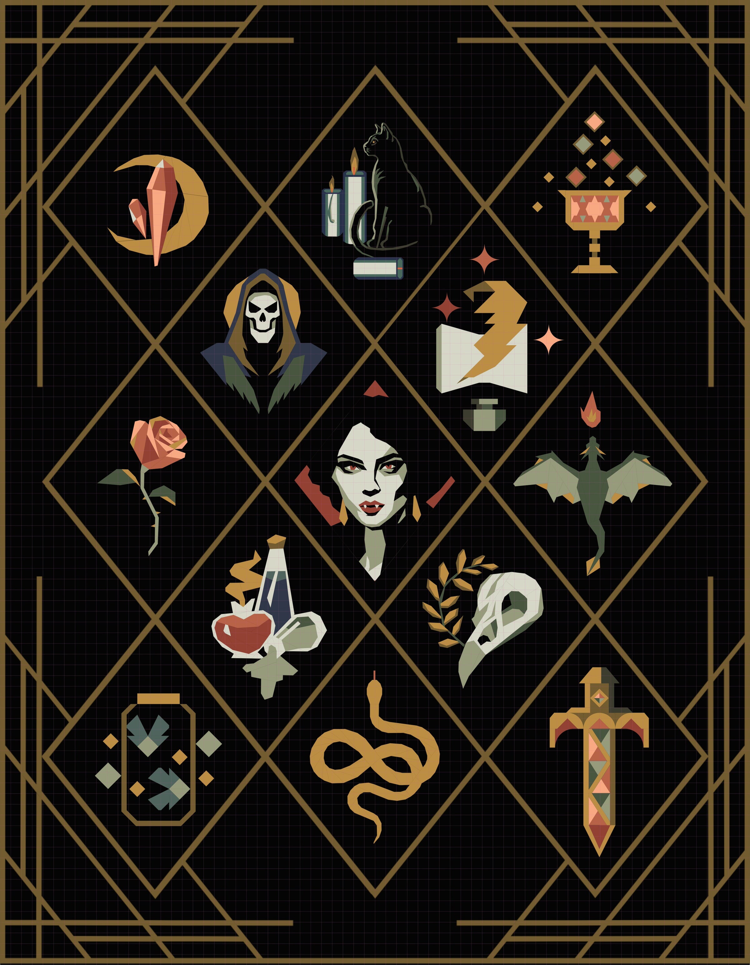 PRE-ORDER Grimoire Dark Magic Quilt Sampler // Twin Quilt Kit
