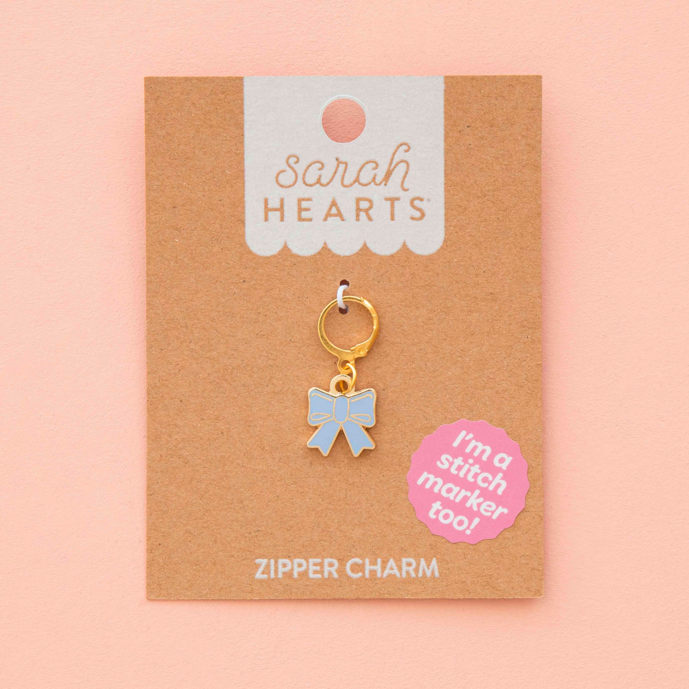 Blue Bow Enamel Stitch Marker - Zipper Charm // Sarah Hearts