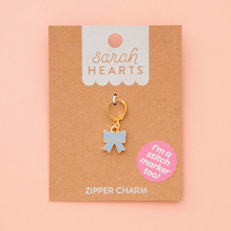 Blue Bow Enamel Stitch Marker - Zipper Charm // Sarah Hearts
