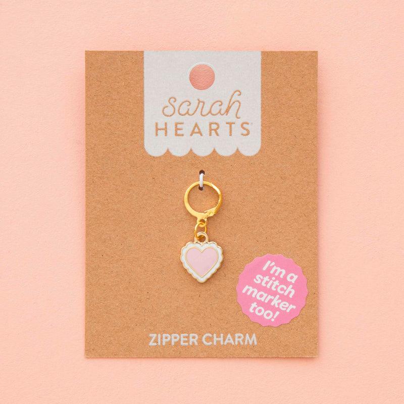 Sweet Heart Enamel Stitch Marker - Zipper Charm // Sarah Hearts