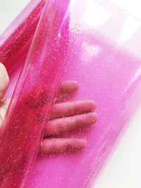 Hot Pink Clear Glitter vinyl