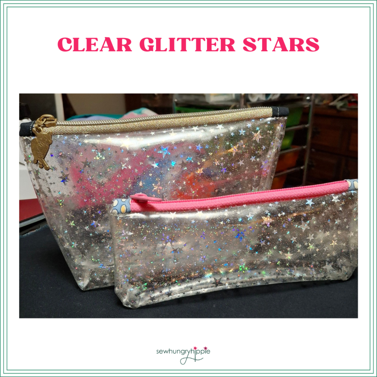 Clear Glitter Stars Vinyl 18" x 56"