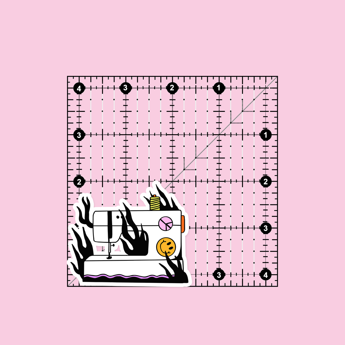 Flaming Sewing Machine Sticker