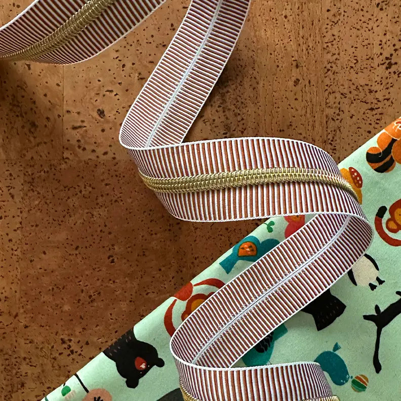 Earth Stripe Zipper Tape with Gold teeth- 3 yards // Sassafras Lane
