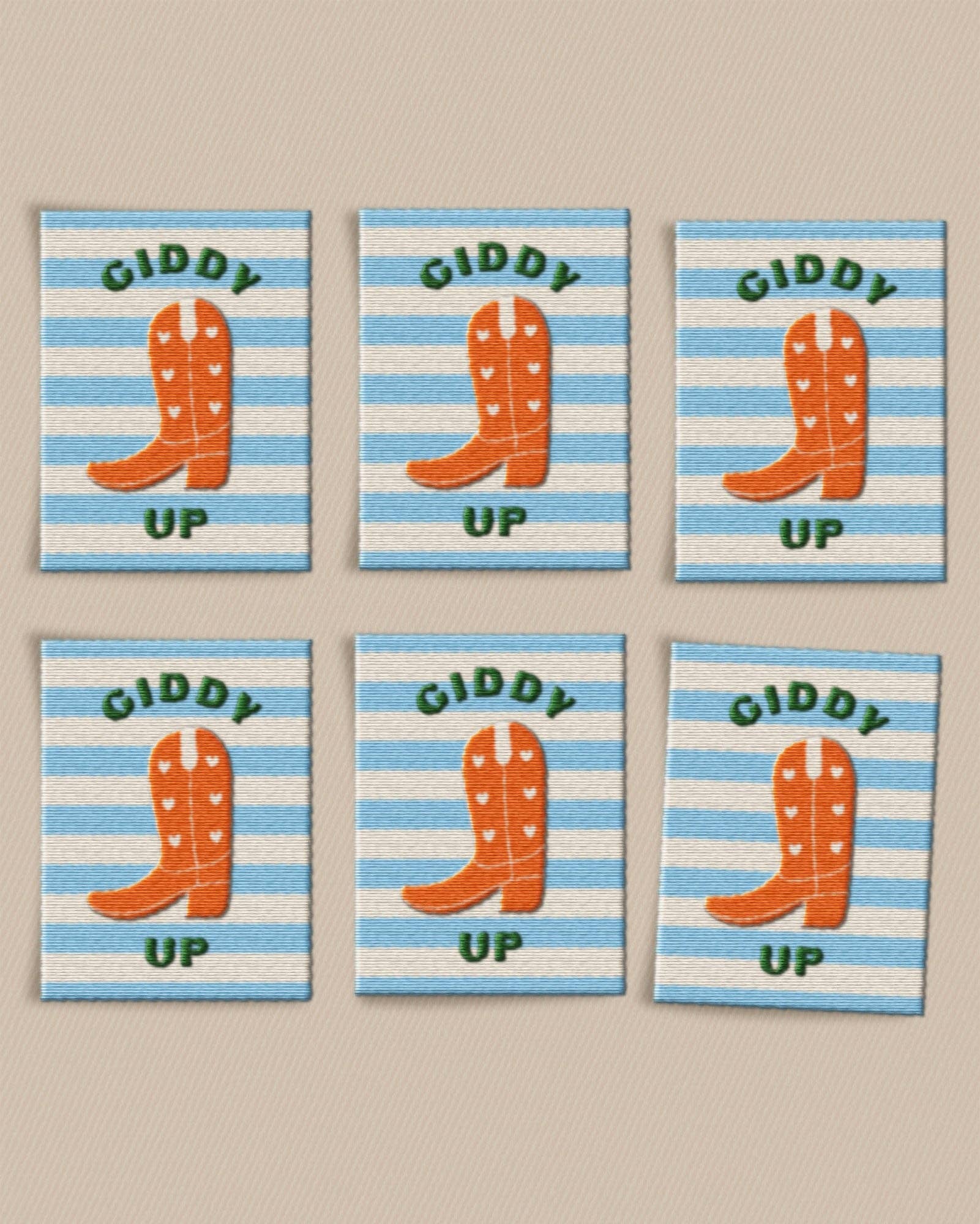 Cowboy Boot Large Garment Labels: Set of 6