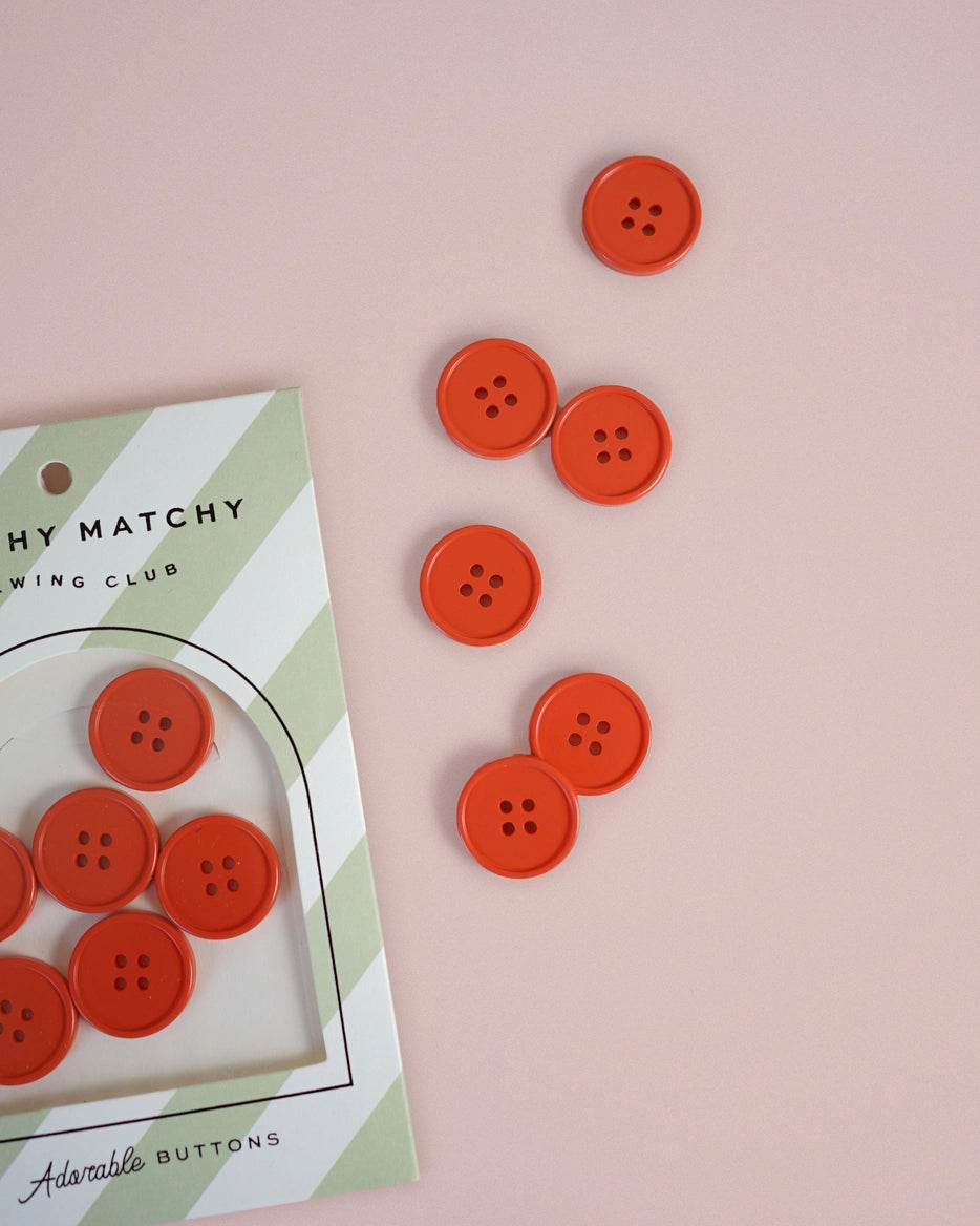 Tomato Retro Buttons - 7/8" by Matchy Matchy Sewing Club