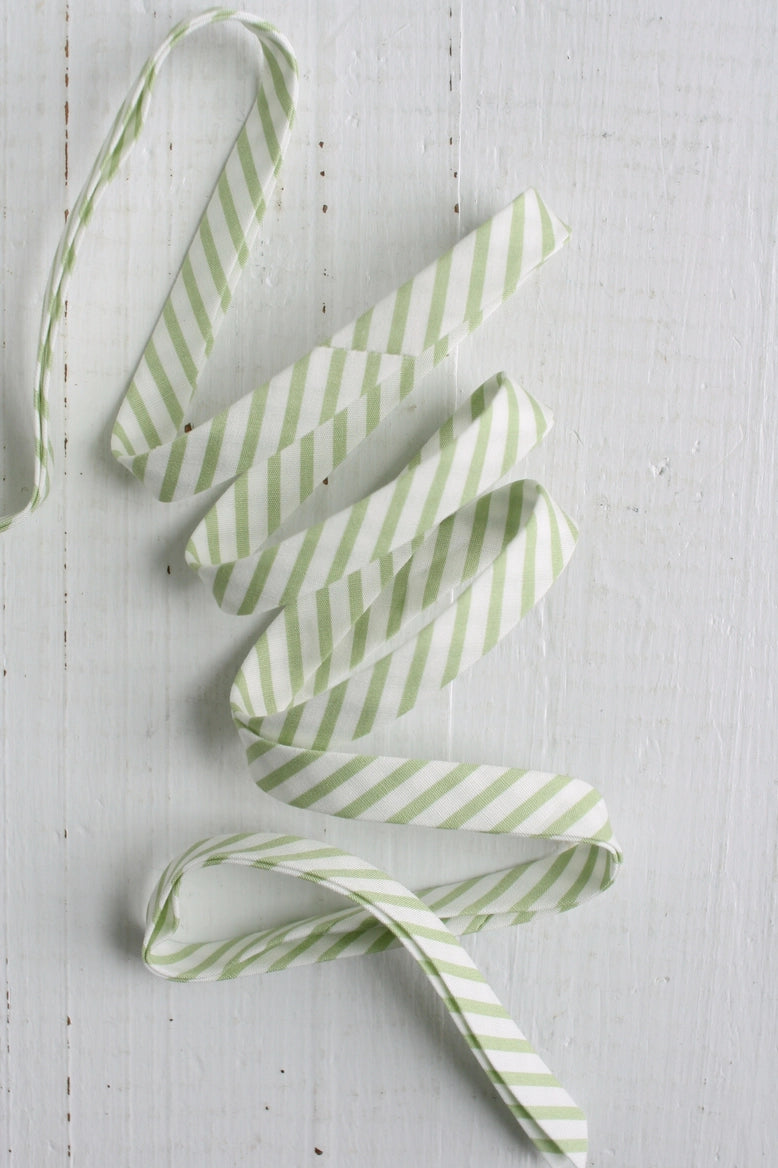 1/2" Double Fold Bias Binding // Sage Green Stripe // Bessie Pearl