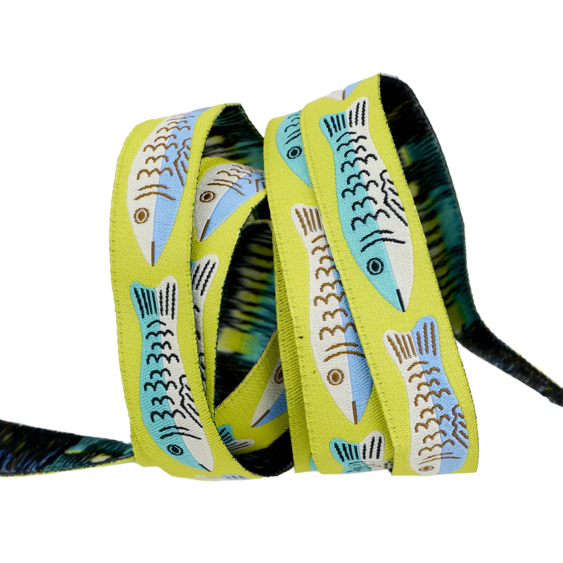 5/8" Ooh Lucky Lucky - Sardines in Citron Ribbon // Alexia Abegg // Renaissance Ribbons