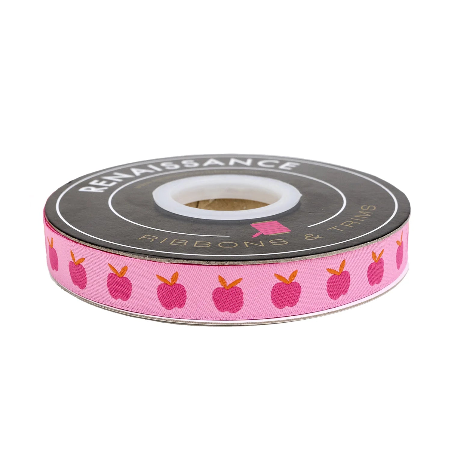 5/8" Catnap - Apples in Pink Ribbon // Alexia Abegg // Renaissance Ribbons