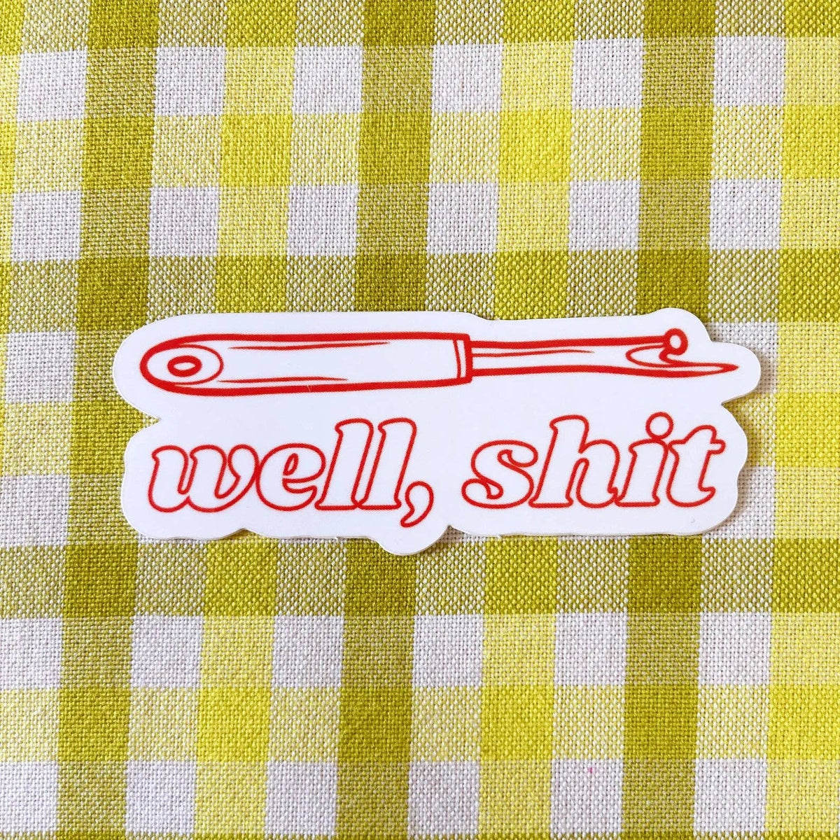 Well, Shit Seam Ripper Sticker in Red