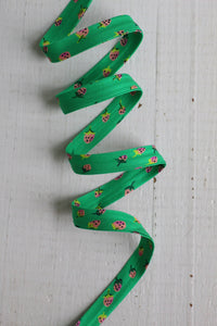 1/2" Double Fold Bias Binding // Field Strawberries in Jade