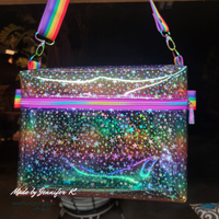 Rainbow Glittery Stars TPU Vinyl Fabric