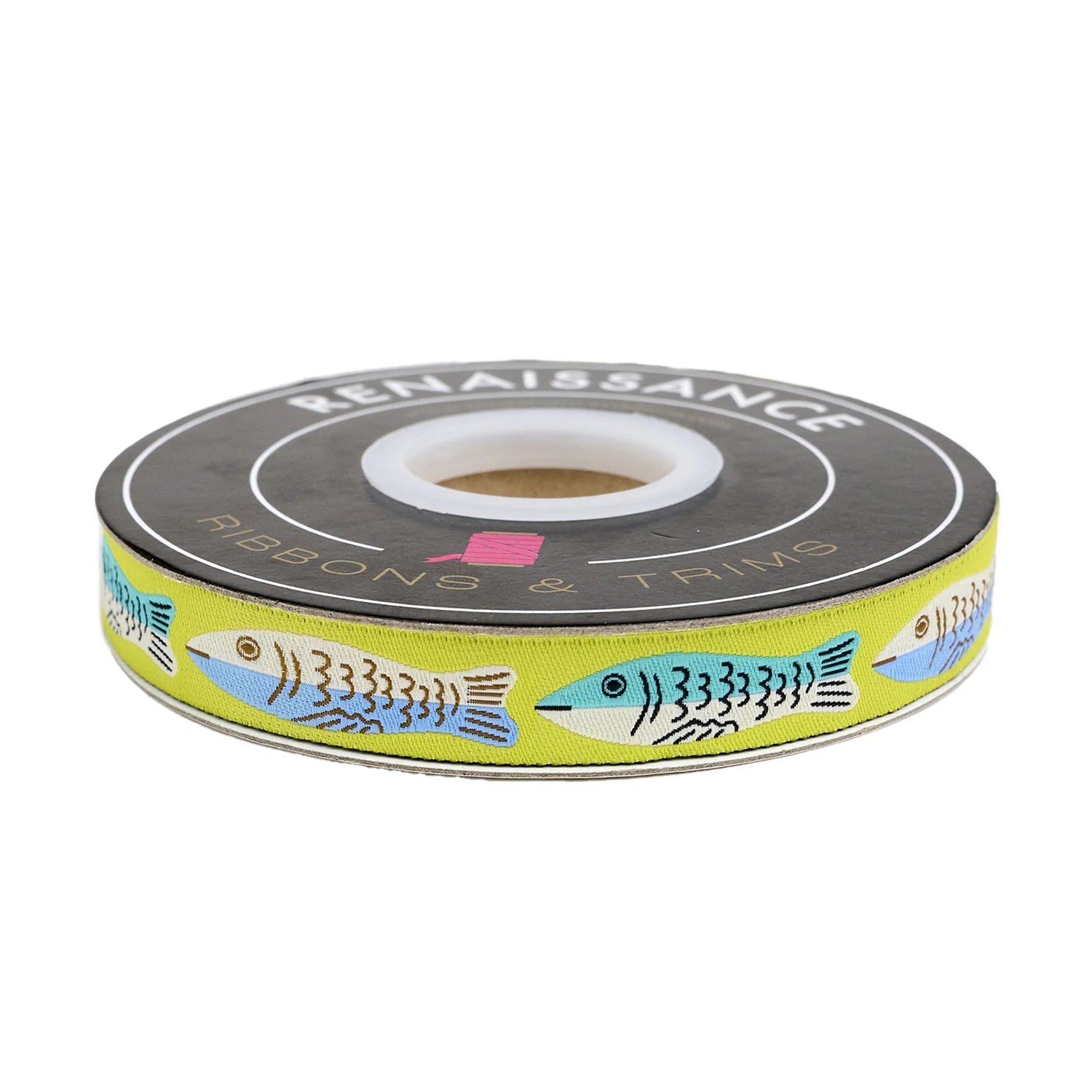 5/8" Ooh Lucky Lucky - Sardines in Citron Ribbon // Alexia Abegg // Renaissance Ribbons