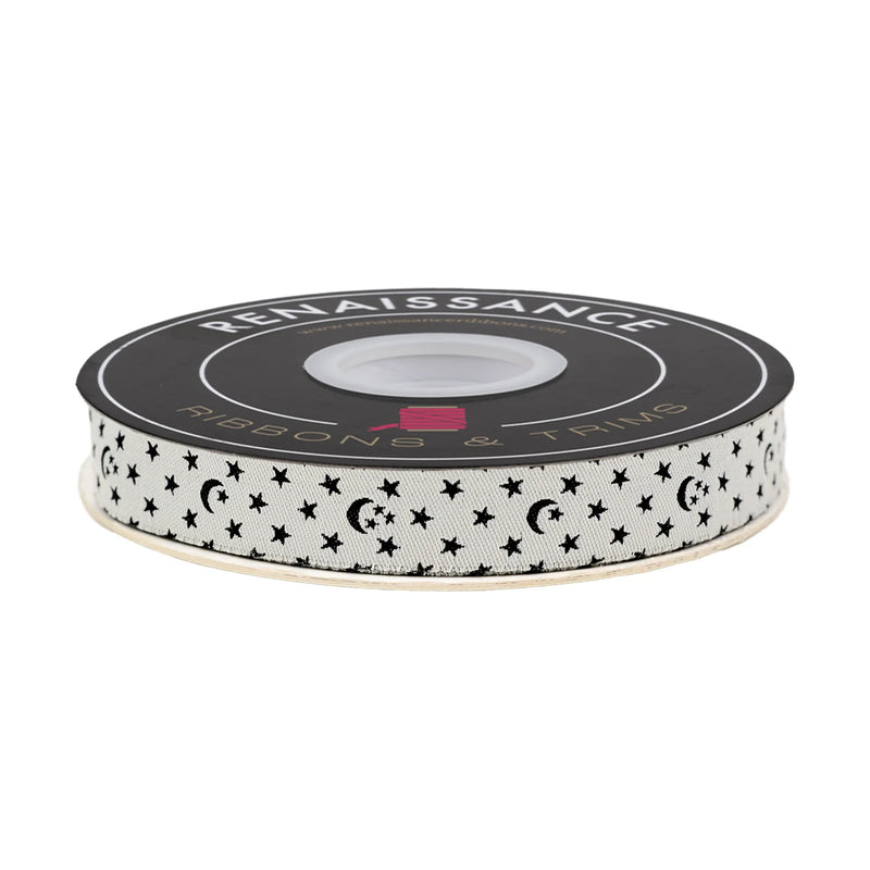 5/8" Ooh Lucky Lucky - Moon & Stars in Natural Ribbon // Alexia Abegg // Renaissance Ribbons