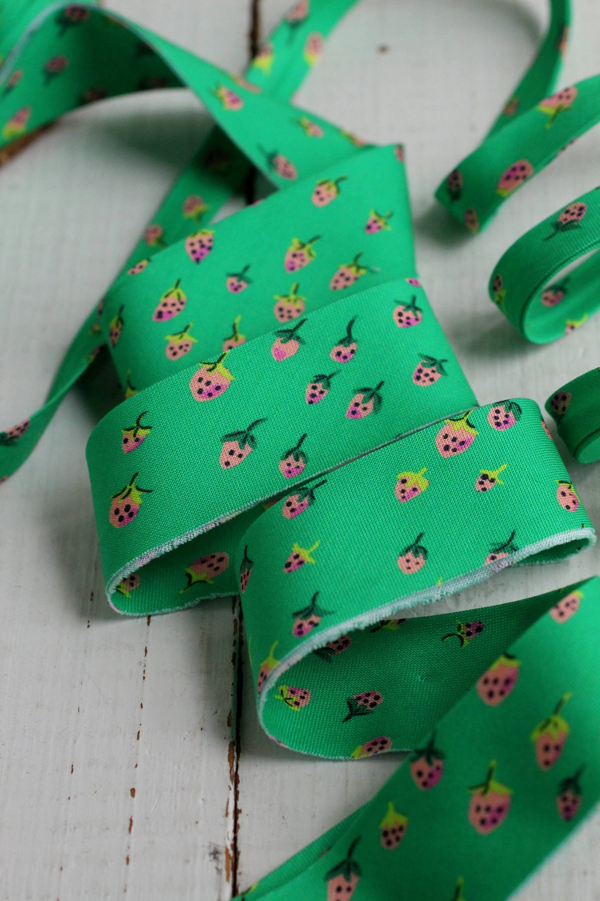 2.5" Bias Quilt Binding // Field Strawberries in Jade Green