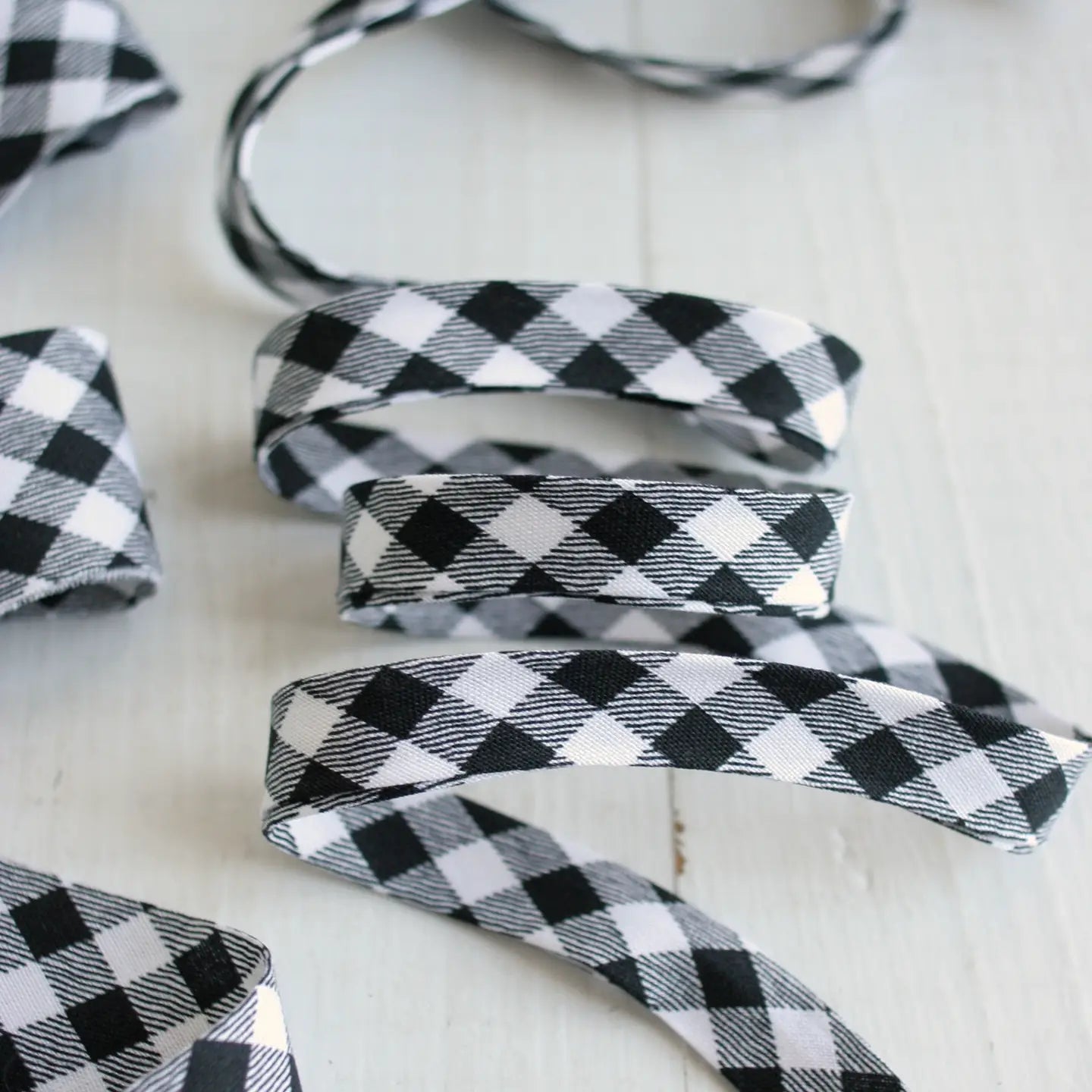 1/2" Double Fold Bias Binding // Black Gingham // Bessie Pearl