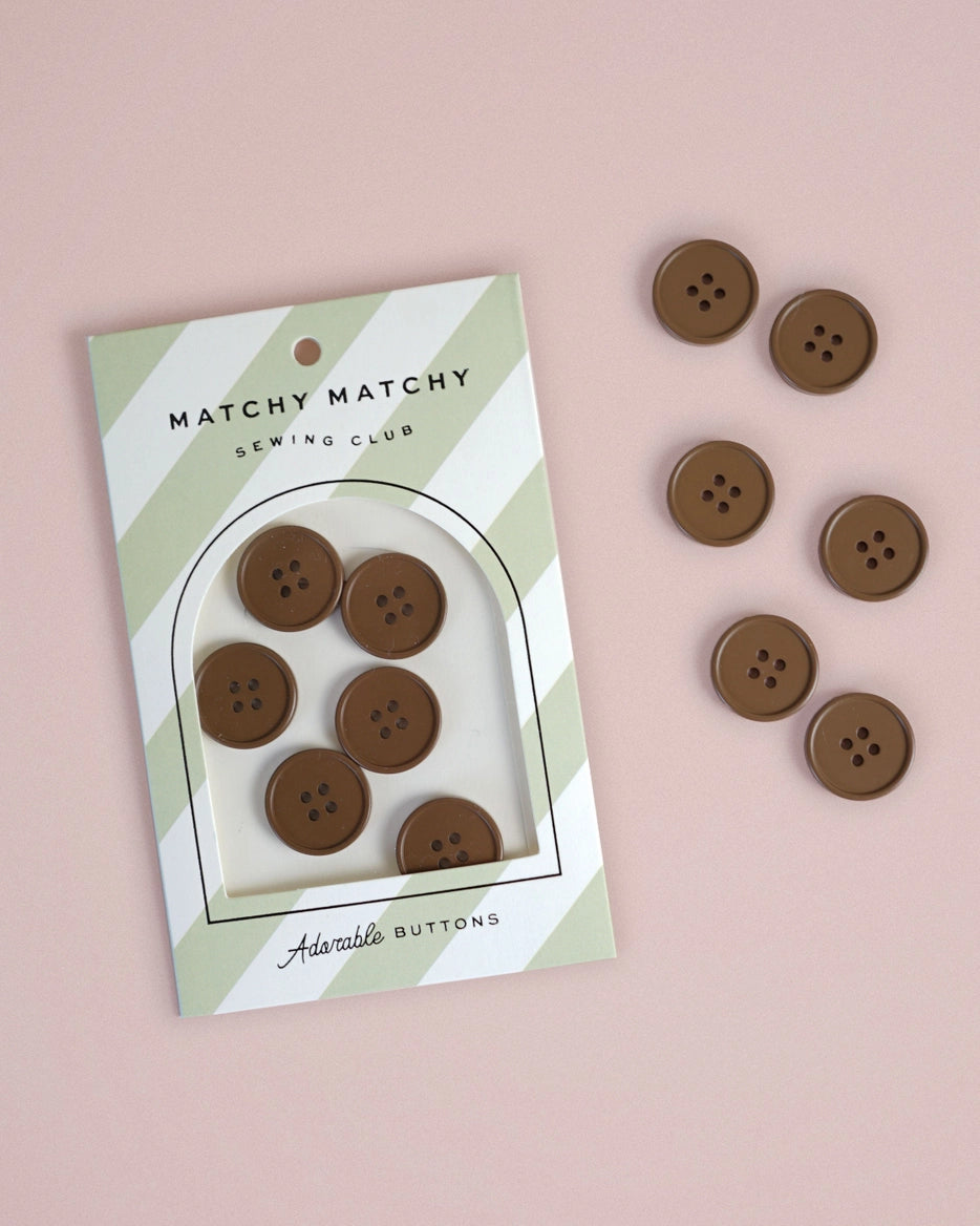 Cocoa Retro Buttons - 7/8" by Matchy Matchy Sewing Club