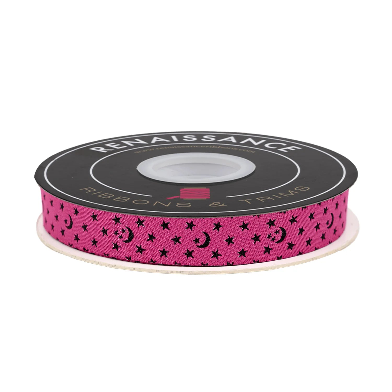 5/8" Ooh Lucky Lucky - Moon & Stars in Hot Pink Ribbon // Alexia Abegg // Renaissance Ribbons