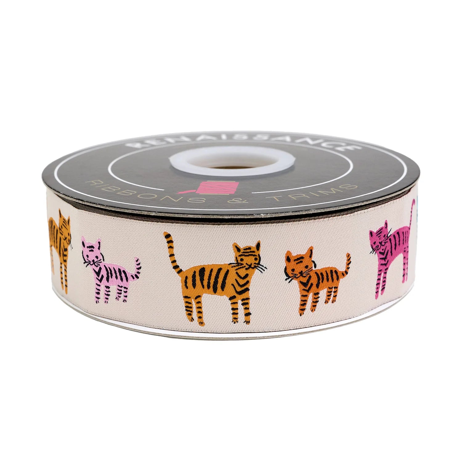 1 1/2" Catnap Tiger Stripes - Natural Ribbon // Alexia Abegg // Renaissance Ribbons