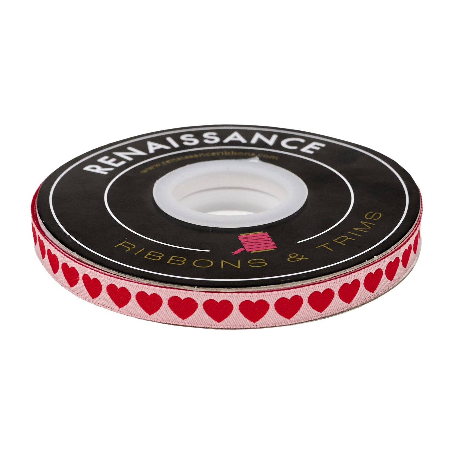 3/8" Tiny Hearts in Peach and Red // Lizzy House