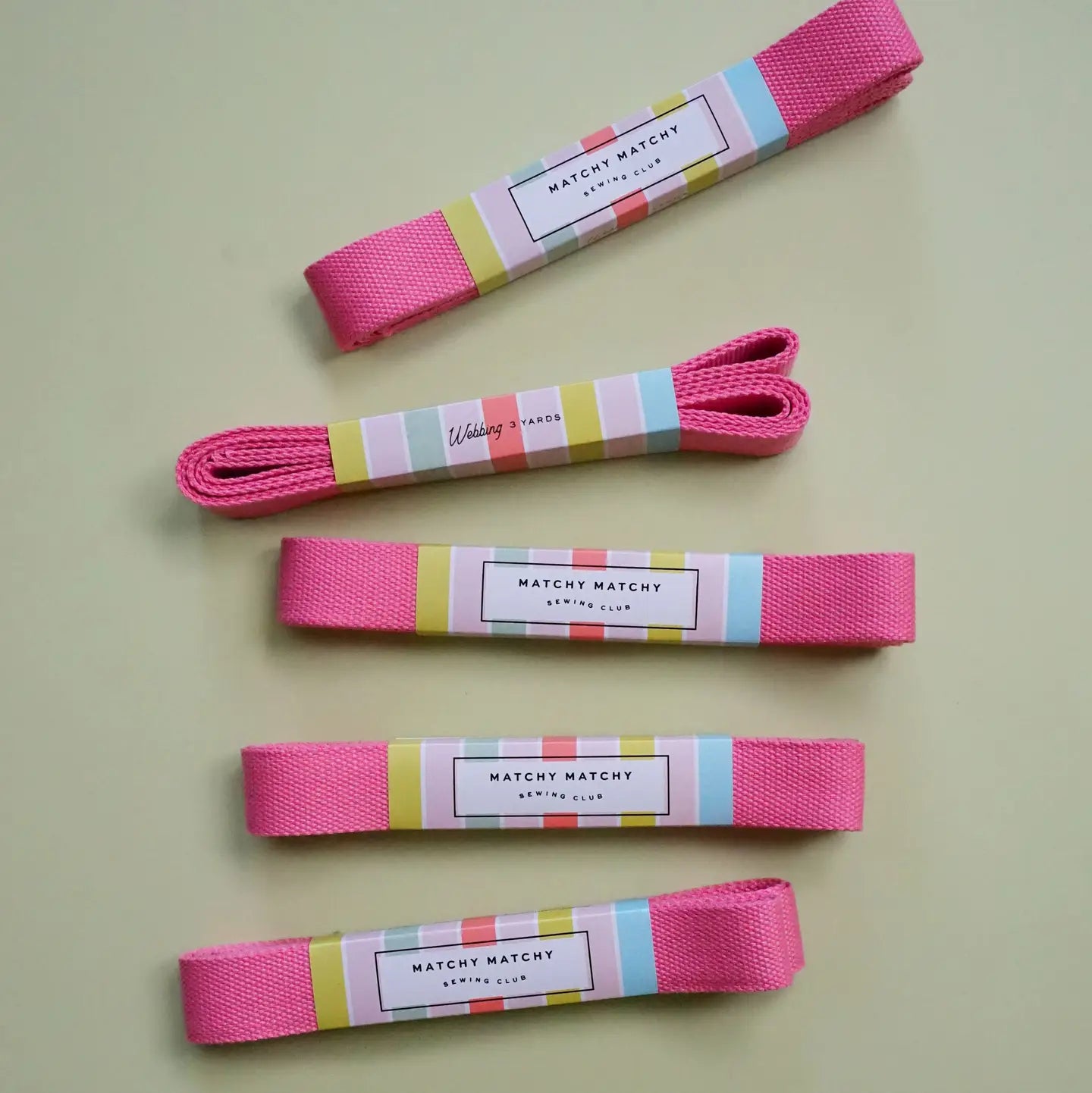 Pink 1.25" Webbing - 3 yards by Matchy Matchy Sewing Club