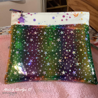 Rainbow Glittery Stars TPU Vinyl Fabric