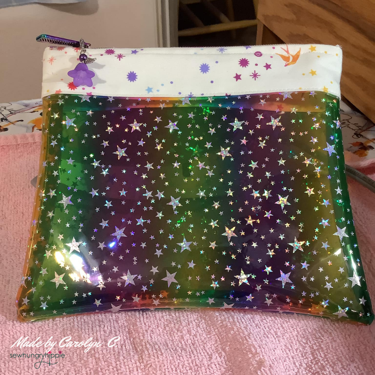 Rainbow Glittery Stars TPU Vinyl Fabric