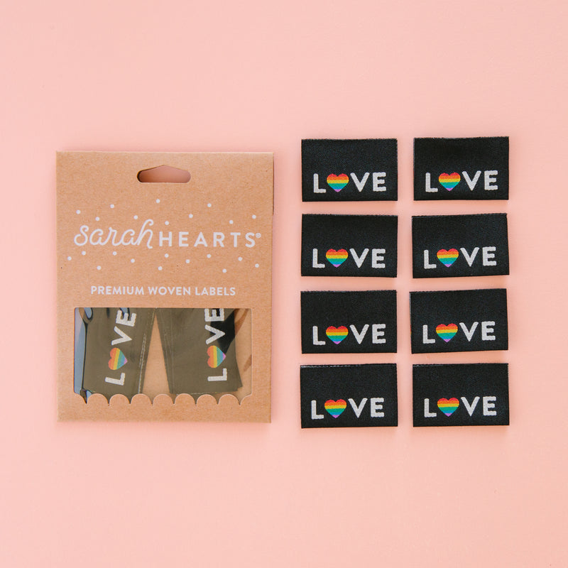 Love Pride Heart Woven Sewing Labels by Sarah Hearts