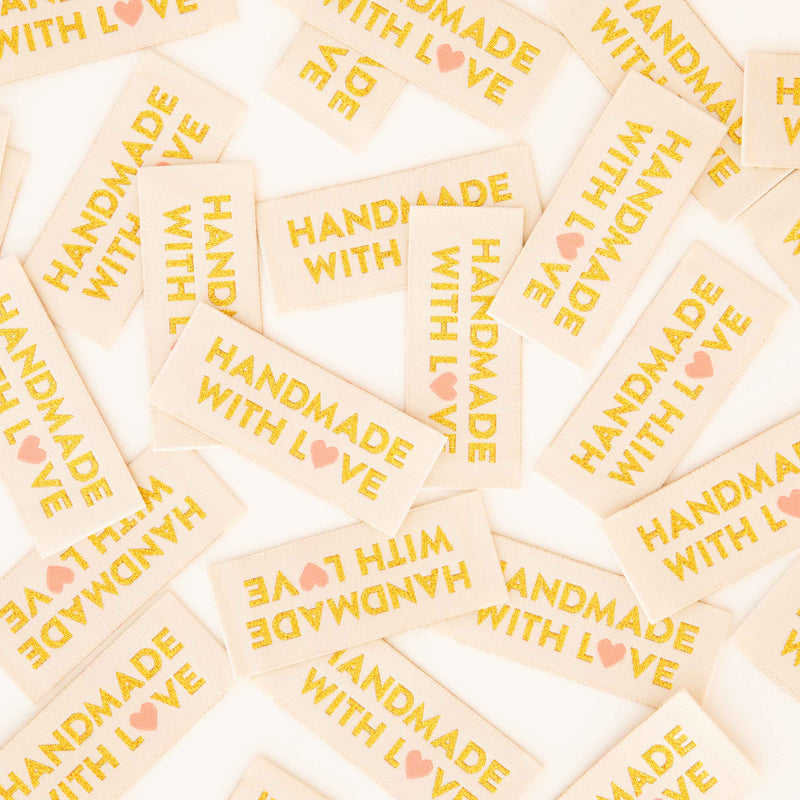 Handmade with Love - Gold Sewing Woven Labels by Sarah Hearts