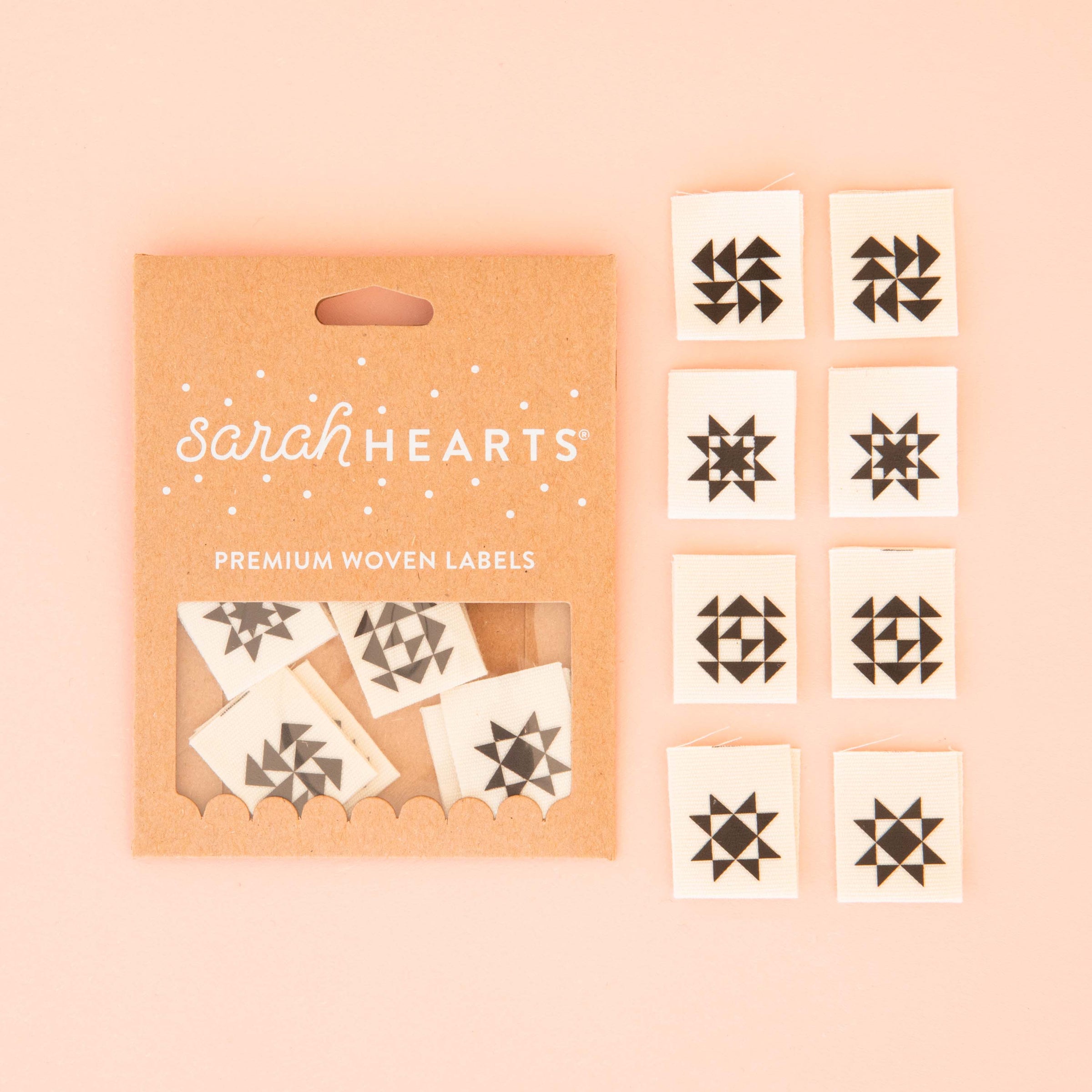 Black Quilt Block Multipack Organic Cotton Labels by Sarah Hearts