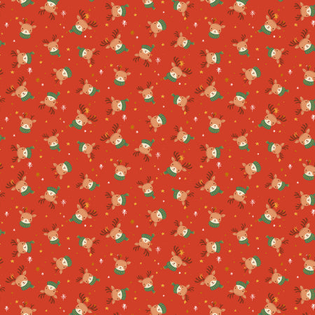 PRE-ORDER Little Christmas // Ditsy Reindeer - Red // RJR Studio