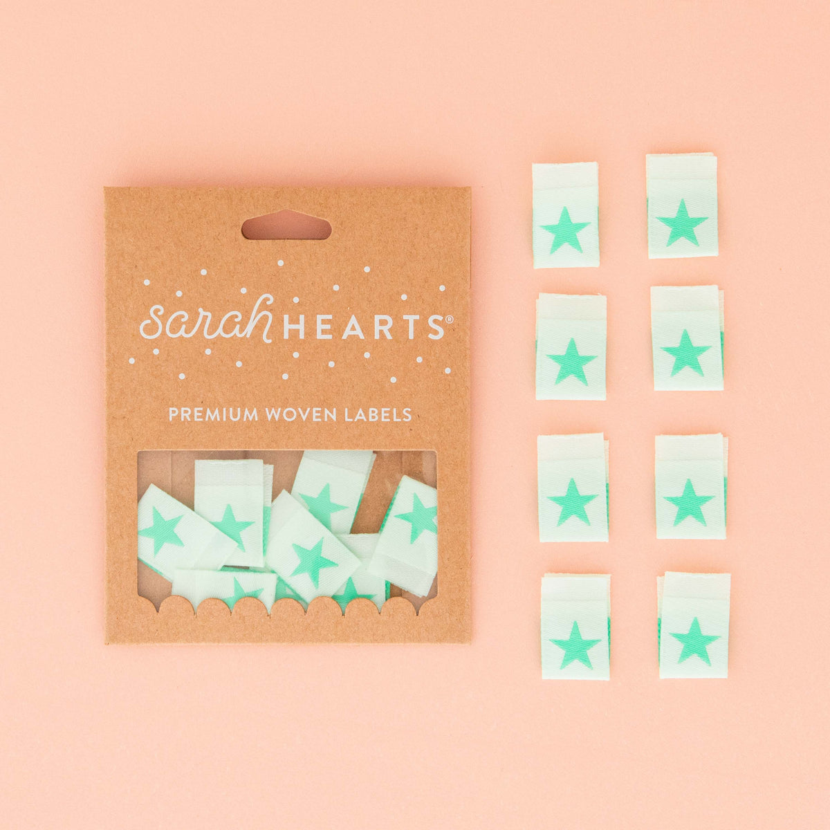 Mint Green Star Woven Labels by Sarah Hearts