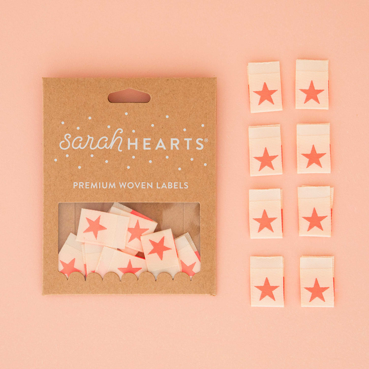 Neon Pink Star Woven Labels by Sarah Hearts