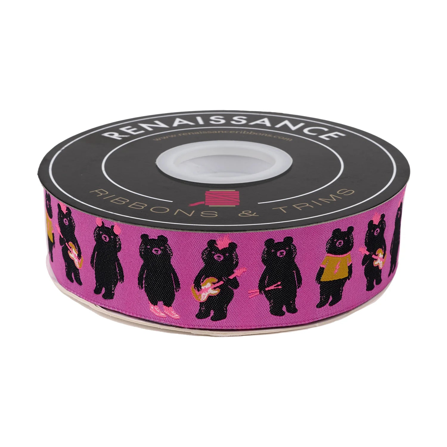 1 1/2" Teddy & the Bears - The Band in Raspberry Ribbon // Sarah Watts // Renaissance Ribbons