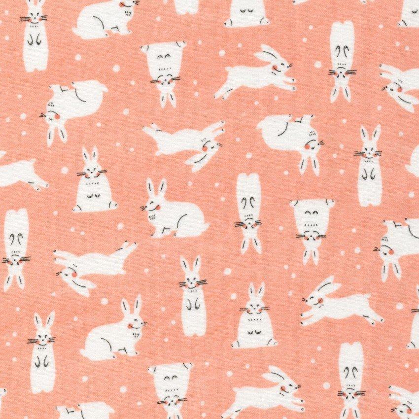 FLANNEL // Winter Forest - Snowhares in Pink // Lemonni