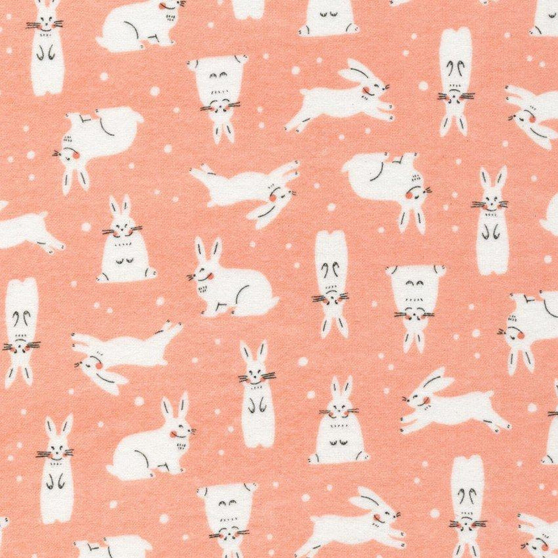 FLANNEL // Winter Forest - Snowhares in Pink // Lemonni