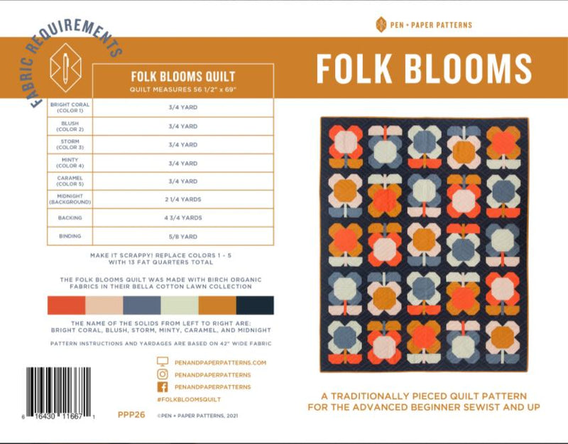 Folk Blooms Quilt Pattern // Pen + Paper Patterns