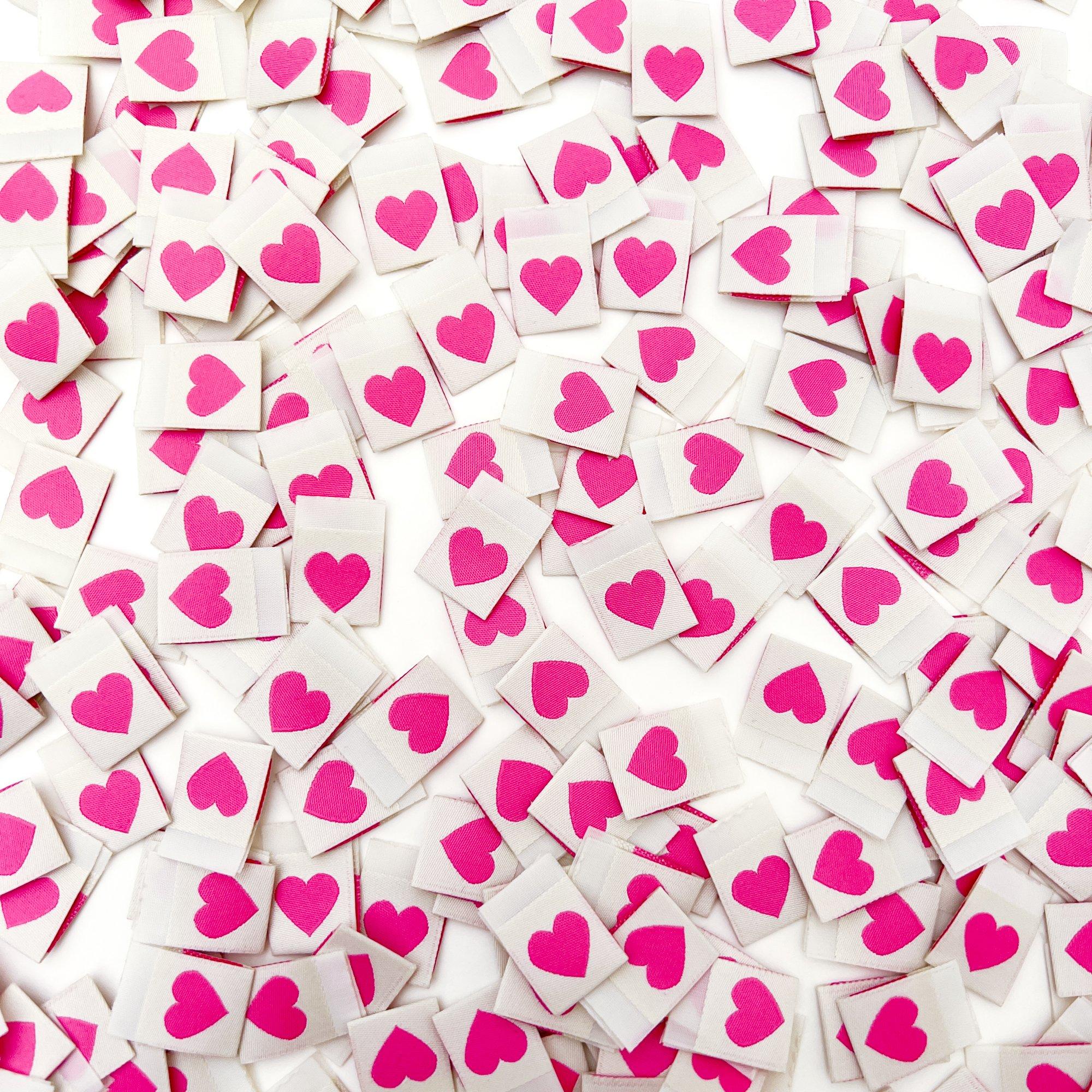 Pink Heart Sewing Woven Labels by Sarah Hearts